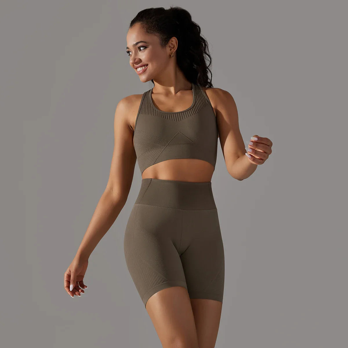 Fitnesskleding voor dames – Naadloos ontwerp – Hoge ondersteuning – Flexibele bewegingsvrijheid