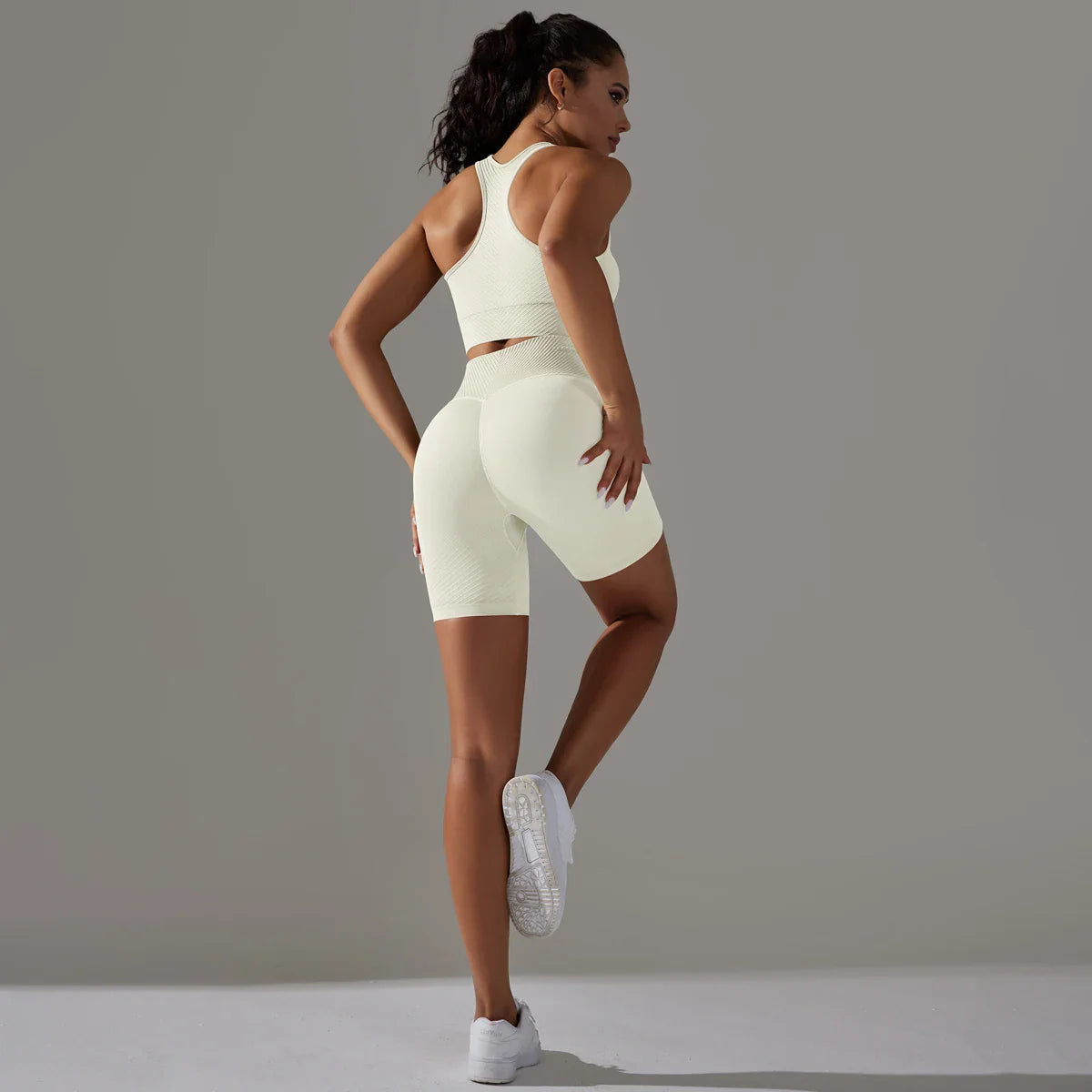 Fitnesskleding voor dames – Naadloos ontwerp – Hoge ondersteuning – Flexibele bewegingsvrijheid