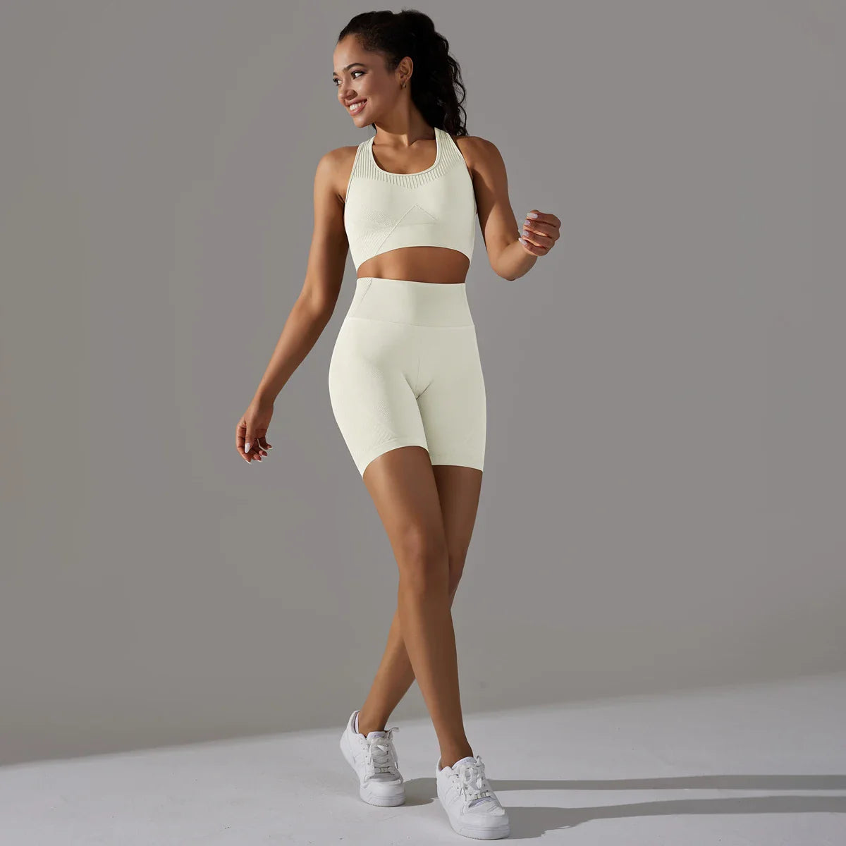 Fitnesskleding voor dames – Naadloos ontwerp – Hoge ondersteuning – Flexibele bewegingsvrijheid