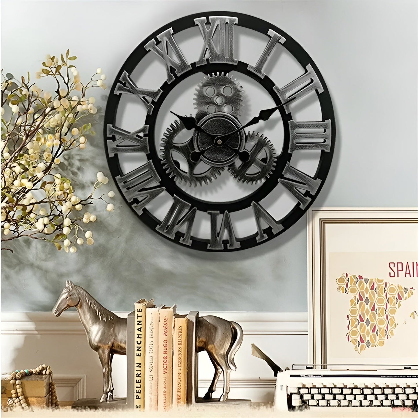 Industriele Wandklok Met Gears