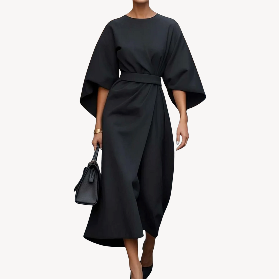 Dames midi-jurk – 100% katoen – Tailleband – Elegante A-lijn pasvorm