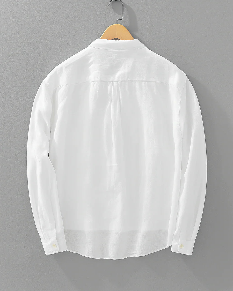 Heren popover shirt – zachte katoenmix – halve knoopsluiting – relaxte pasvorm