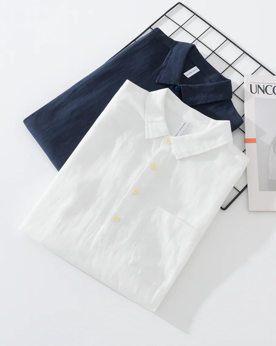 Heren popover shirt – zachte katoenmix – halve knoopsluiting – relaxte pasvorm