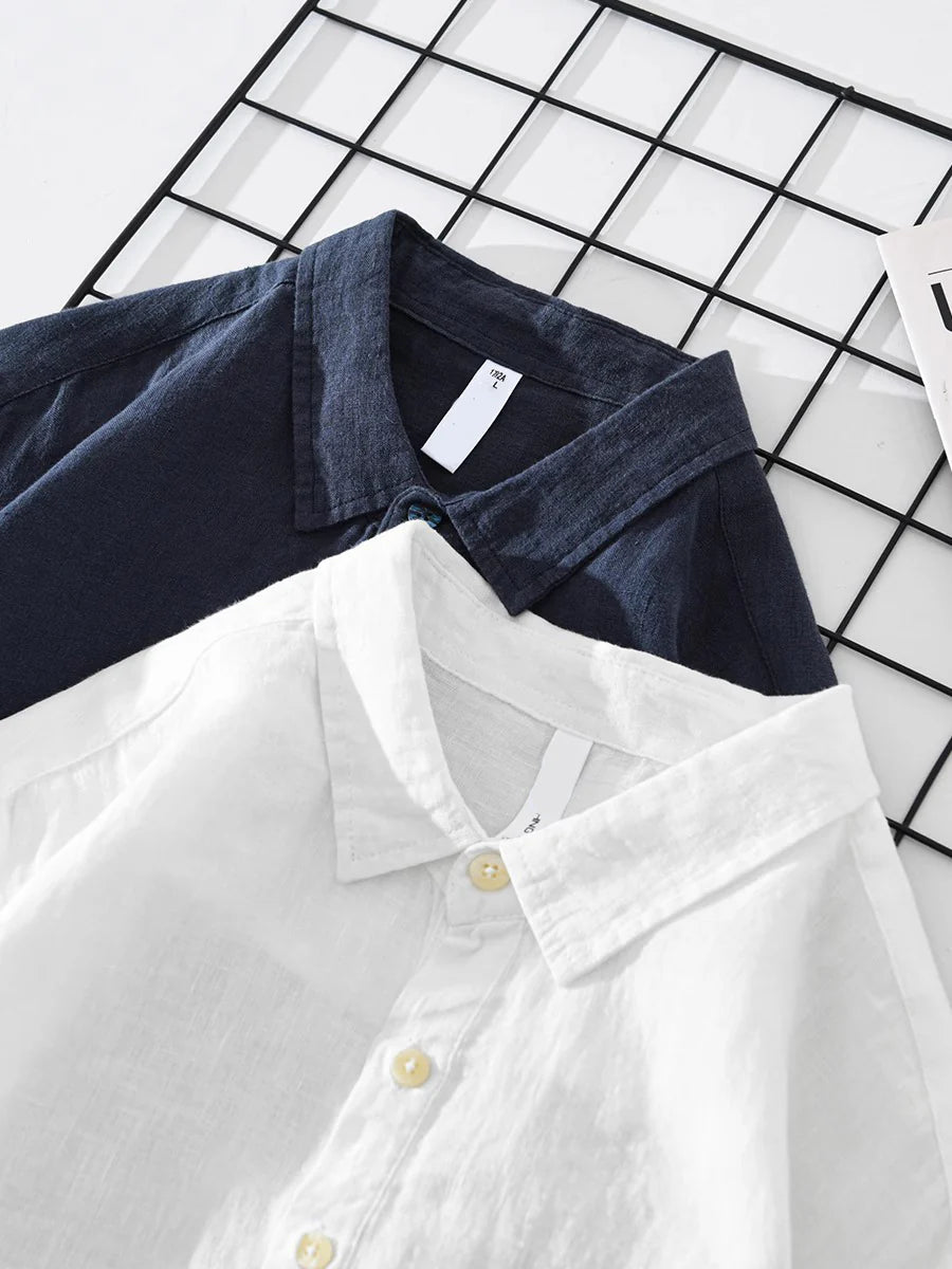 Heren popover shirt – zachte katoenmix – halve knoopsluiting – relaxte pasvorm