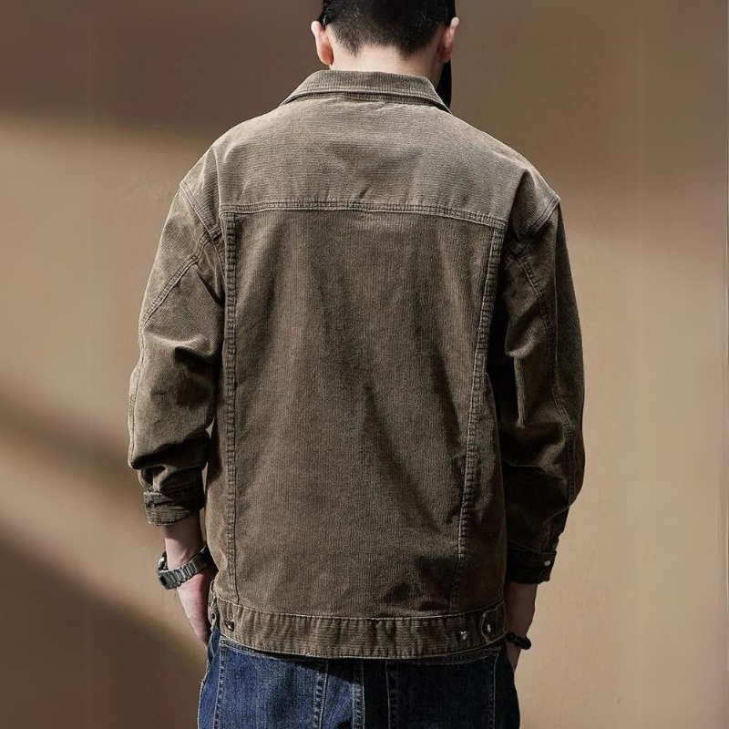 Khaki corduroy jack voor heren