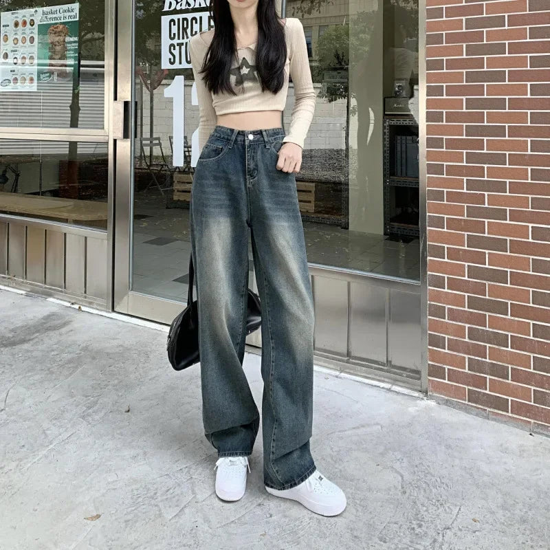 Damesjeans – Baggy fit – Wijde pijpen – Vintage stijl