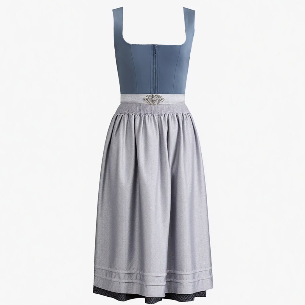Klassieke dirndljurk in donkerblauw – Oktoberfest | Klederdrachtjurk met schort