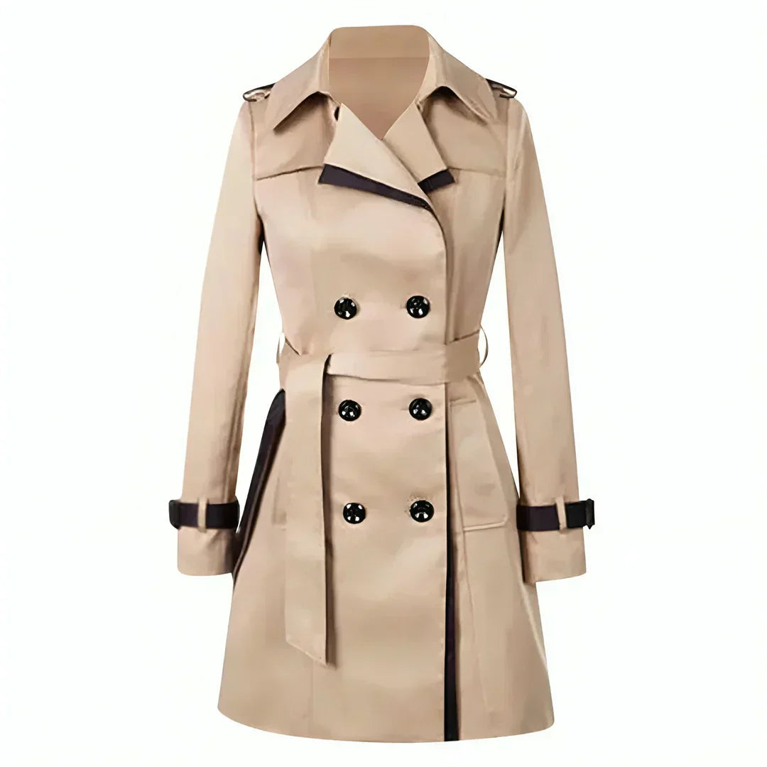 Dames trenchcoat – kort model – dubbellaags ontwerp – verstelbare riem
