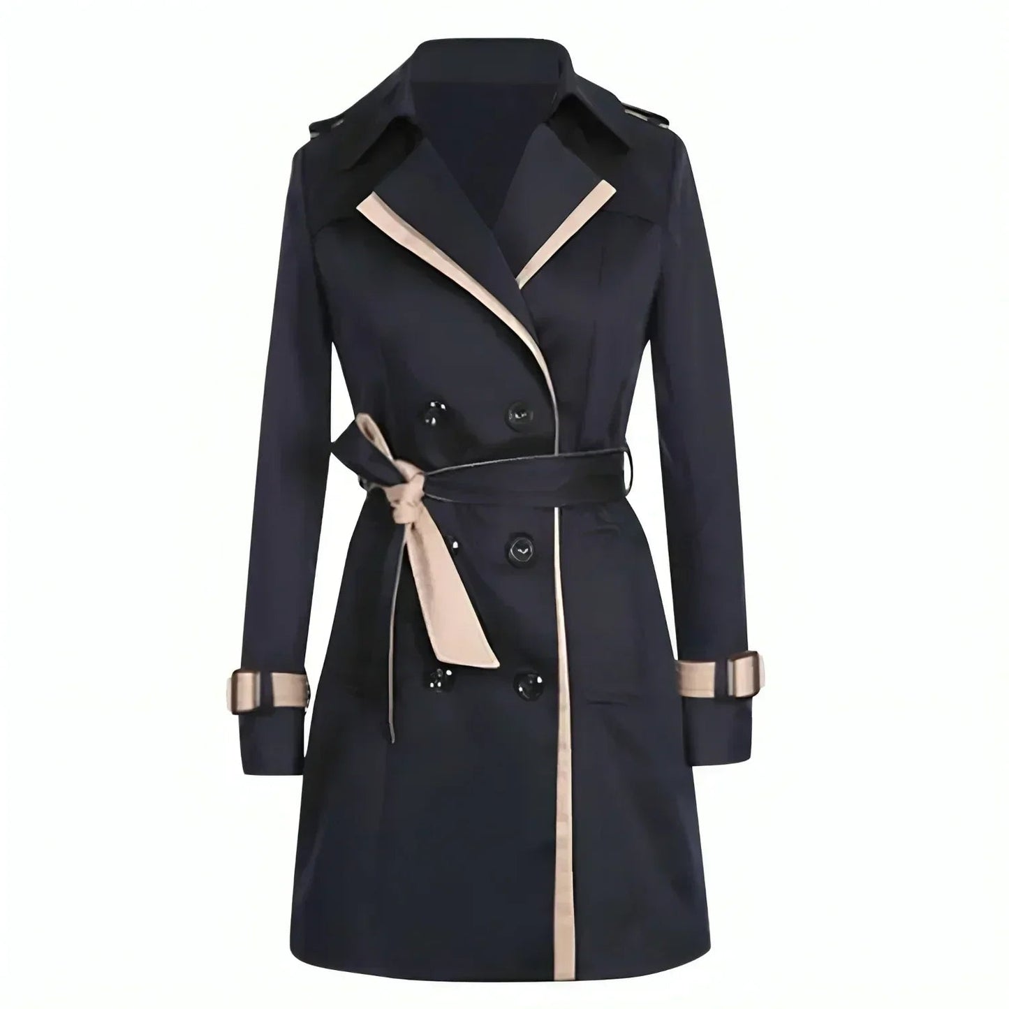 Dames trenchcoat – kort model – dubbellaags ontwerp – verstelbare riem
