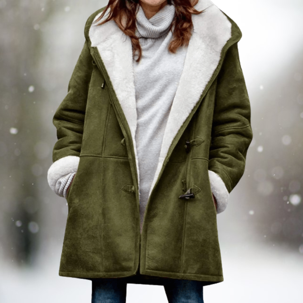 Premium damesjas met capuchon – Suède fleece – Comfortabele pasvorm – Stijlvol ontwerp