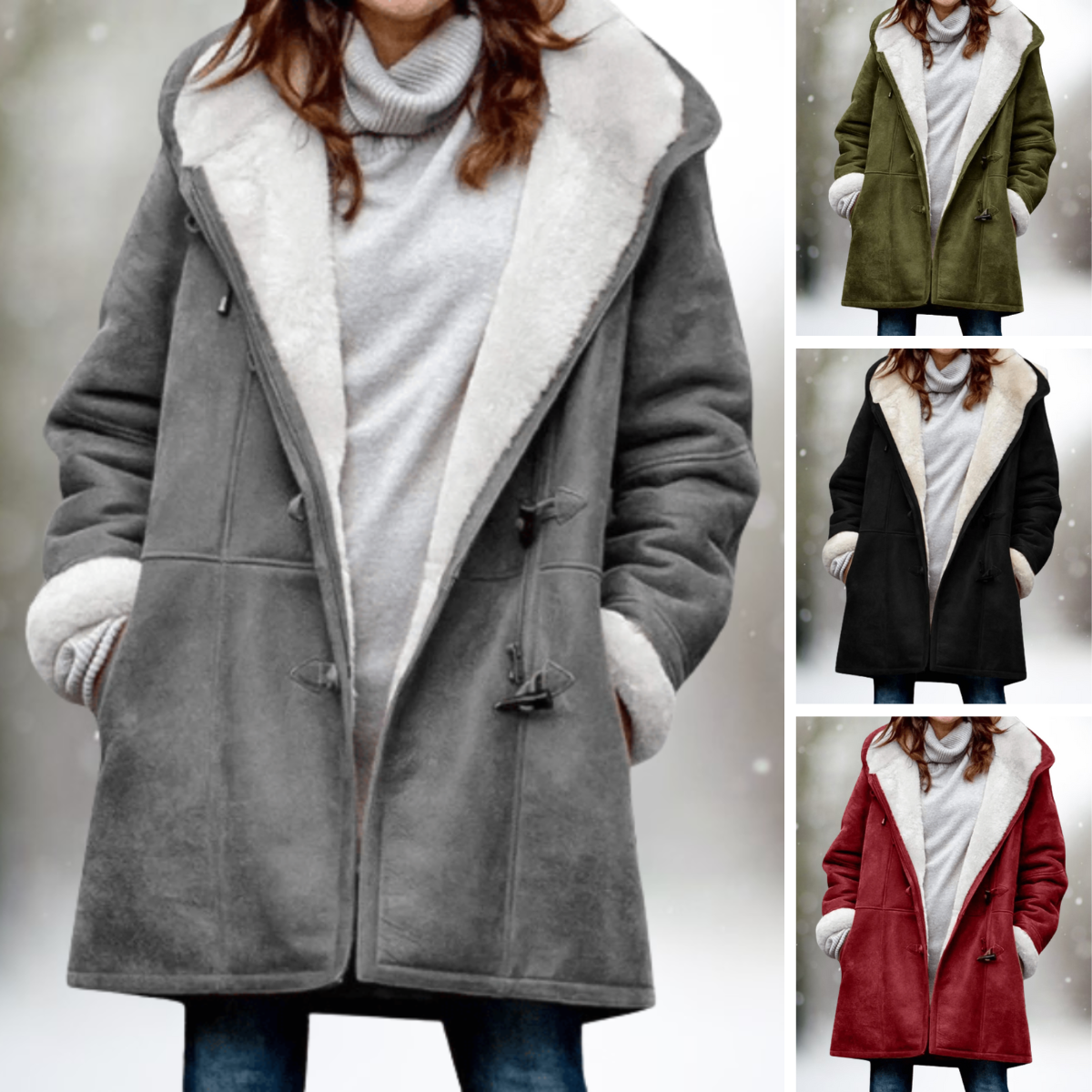 Premium damesjas met capuchon – Suède fleece – Comfortabele pasvorm – Stijlvol ontwerp