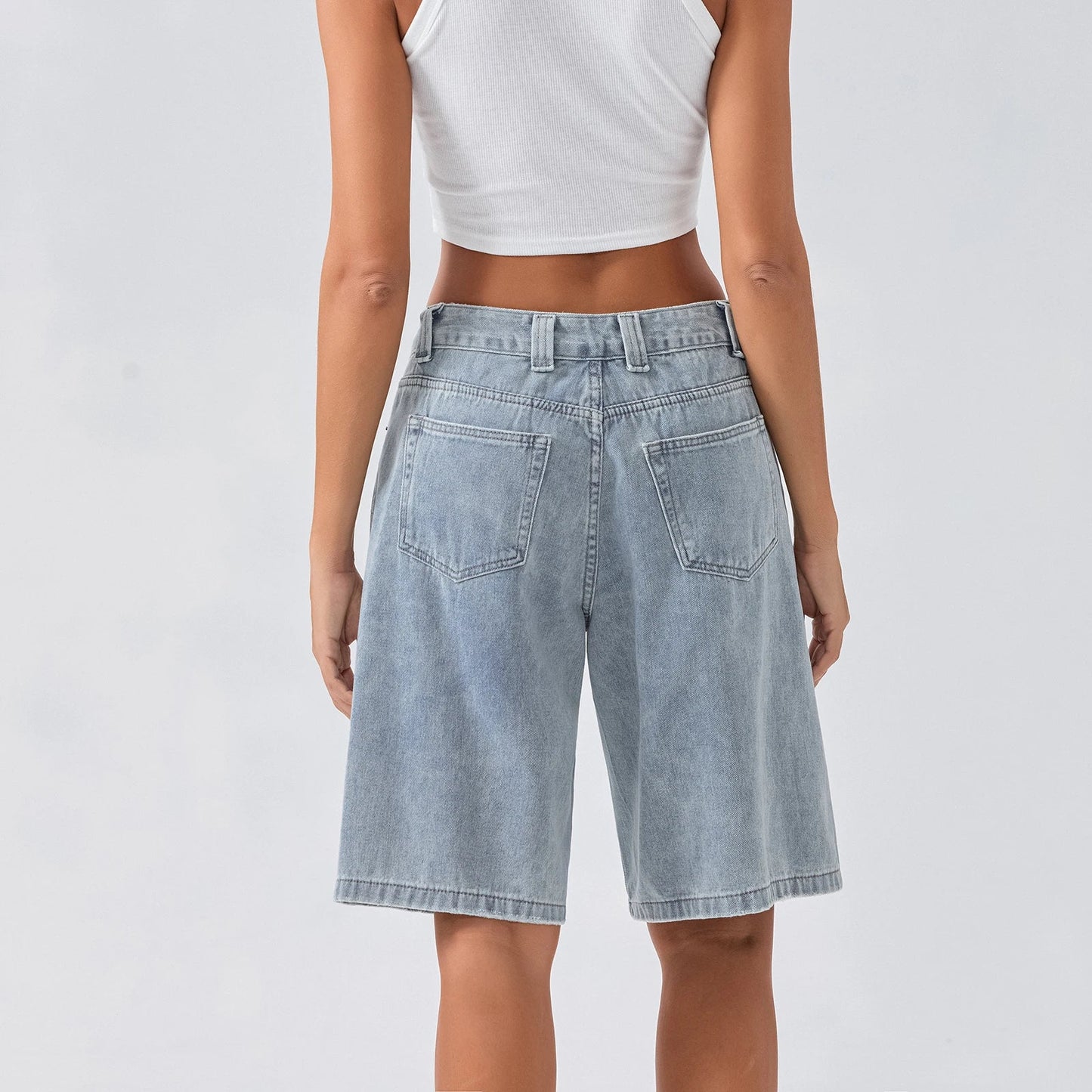 Dames shorts – Losse pasvorm – Lichtblauwe wassing – Comfortabel ontwerp