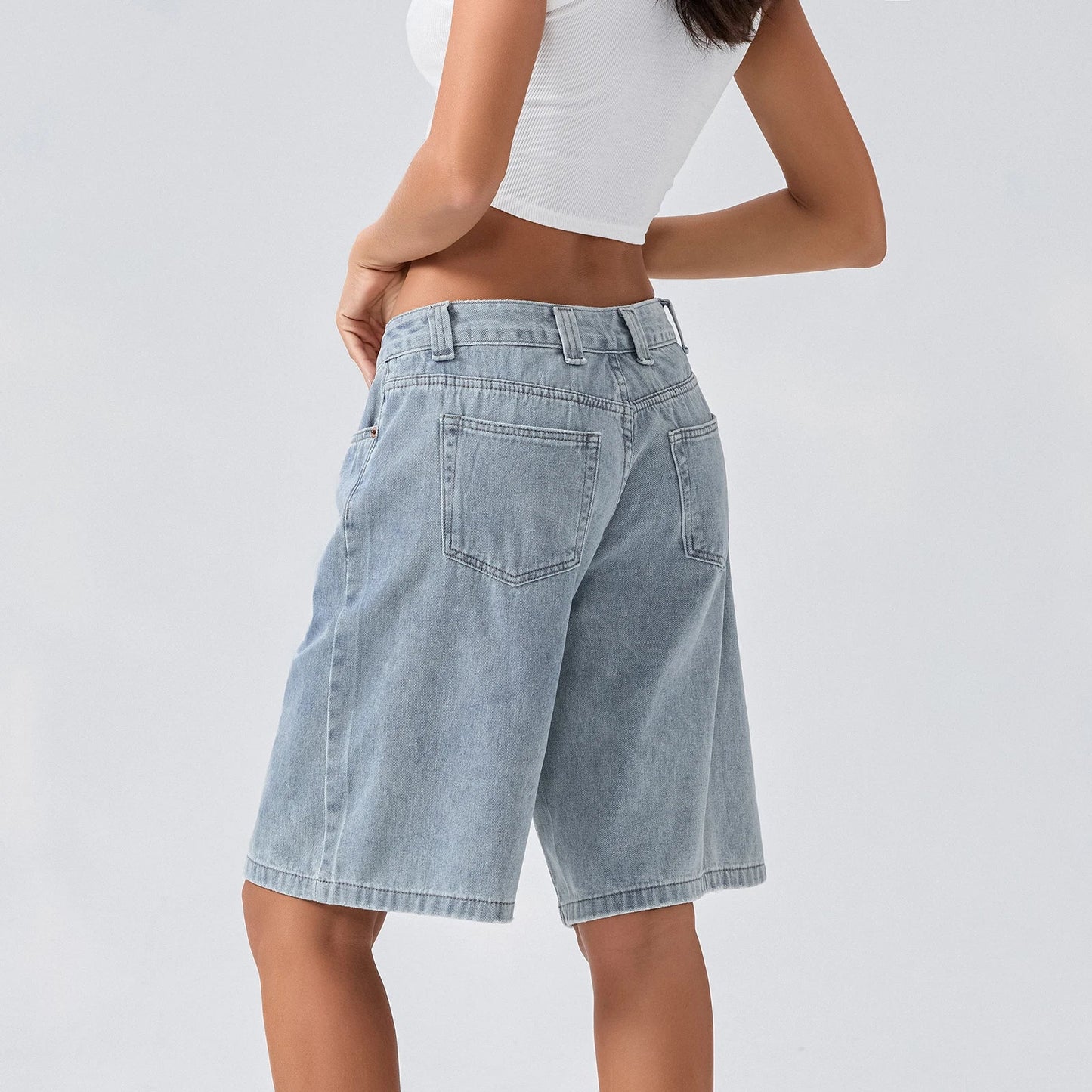 Dames shorts – Losse pasvorm – Lichtblauwe wassing – Comfortabel ontwerp