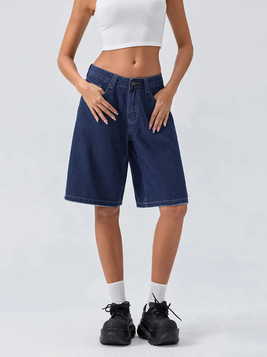 Dames shorts – Losse pasvorm – Lichtblauwe wassing – Comfortabel ontwerp