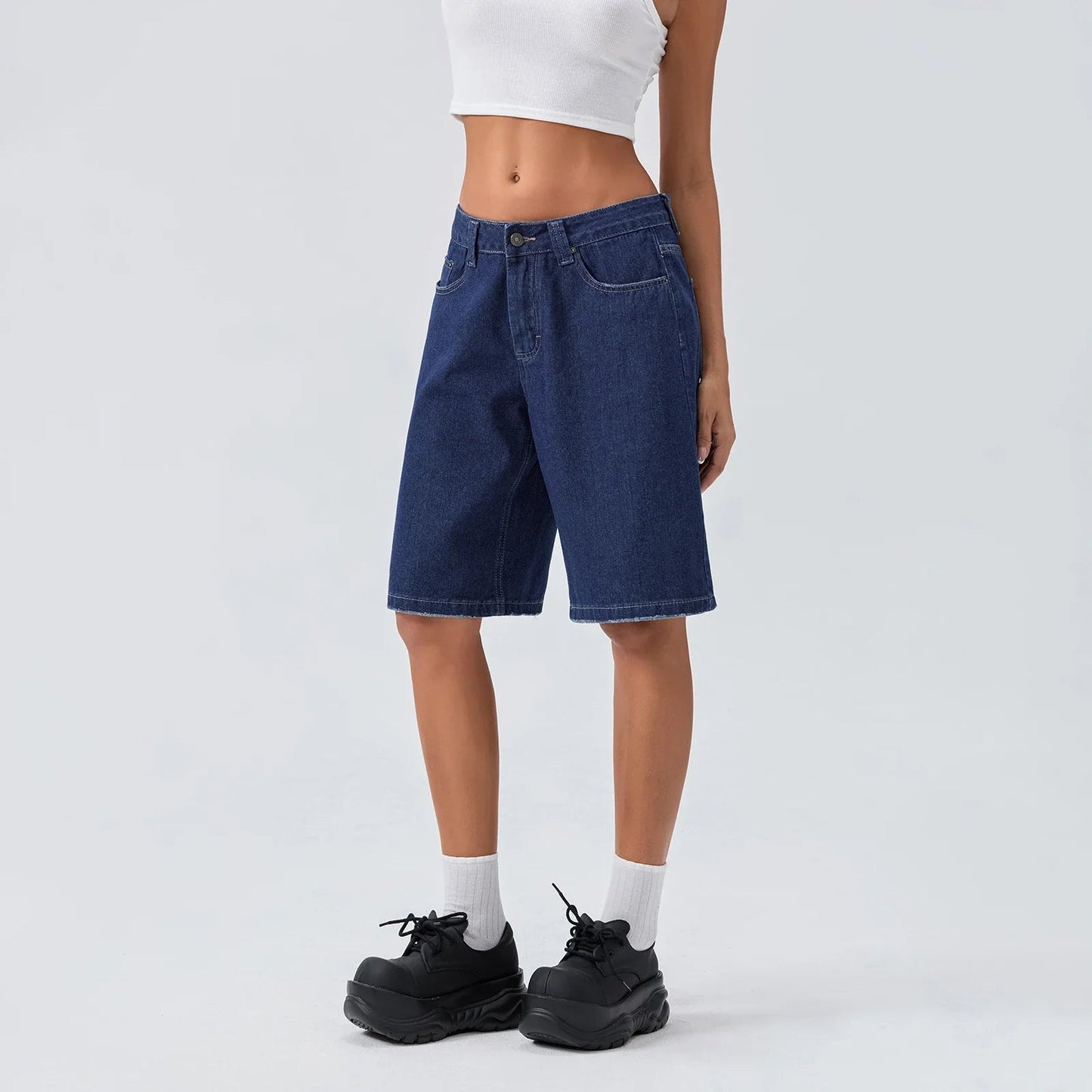 Dames shorts – Losse pasvorm – Lichtblauwe wassing – Comfortabel ontwerp
