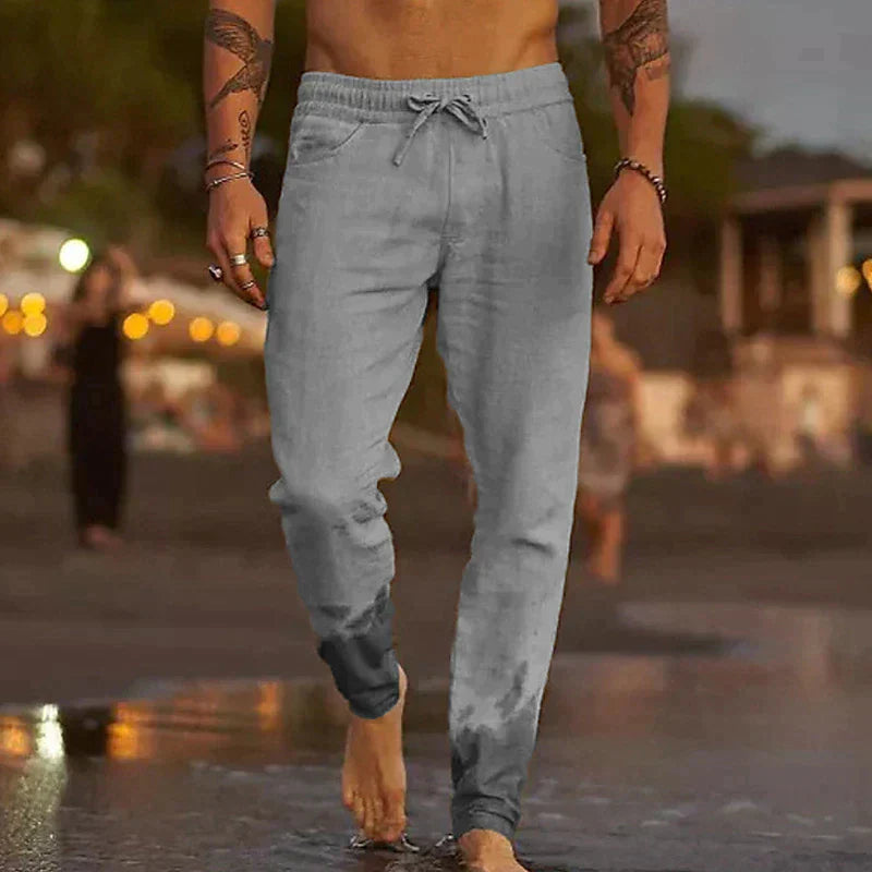 Heren linnen broek – Ademende stof – Relaxte pasvorm – Elastische tailleband