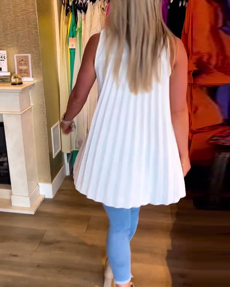 Dames tanktop – Stijlvolle reverskraag – Lichtgewicht stof – Slanke, losse pasvorm