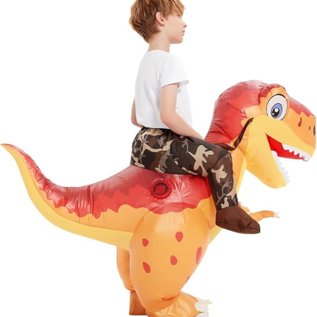 Opblaasbaar Halloween-dinosauruskostuum voor kinderen | T-Rex met ventilator om op te rijden