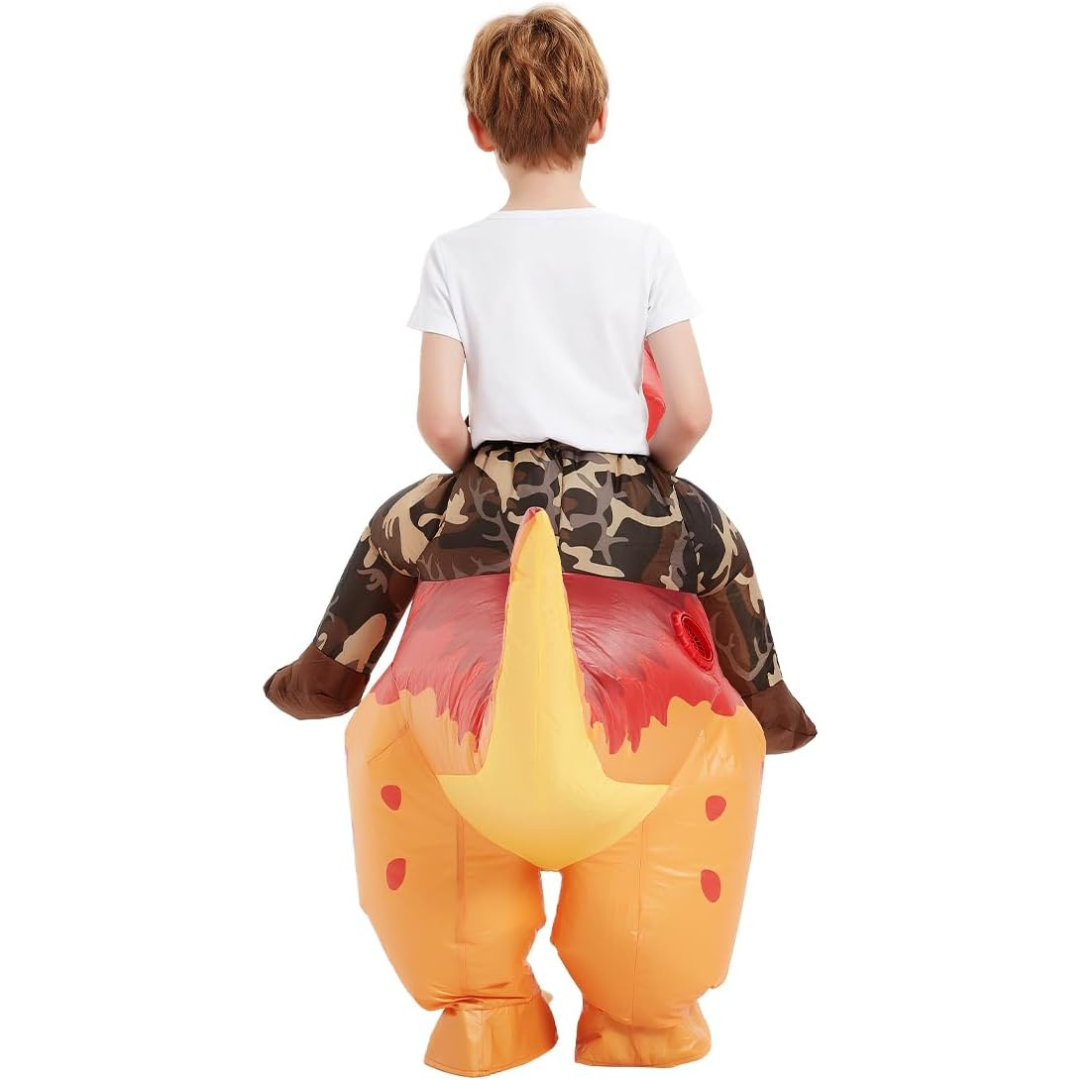 Opblaasbaar Halloween-dinosauruskostuum voor kinderen | T-Rex met ventilator om op te rijden
