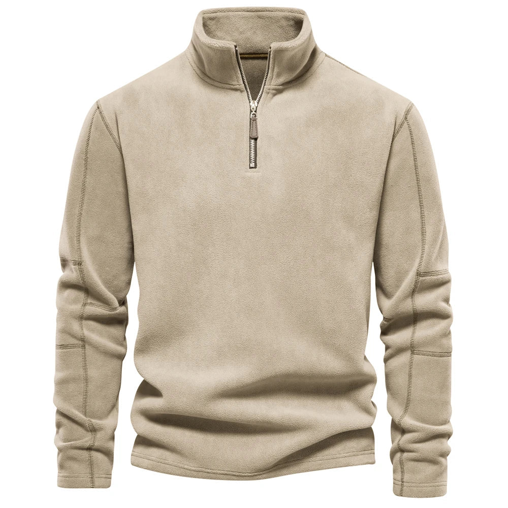 Heren retro sweatshirt met halve ritssluiting - Comfortabele pasvorm - Ademende stof - Moderne stijl