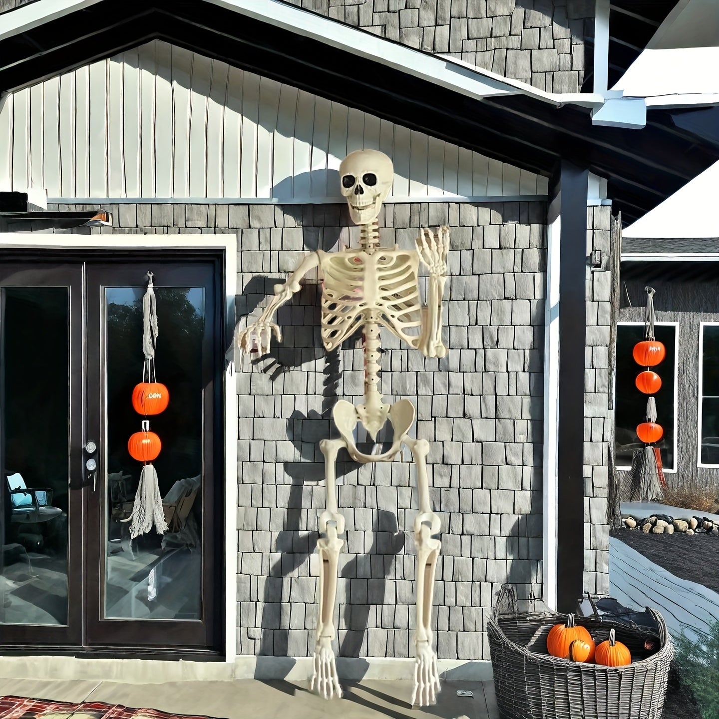 Reuzen 1,80 m Halloween skeletdecoratie | Beweegbaar voor buiten