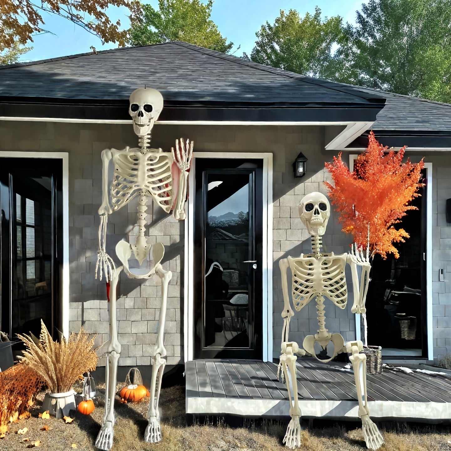 Reuzen 1,80 m Halloween skeletdecoratie | Beweegbaar voor buiten