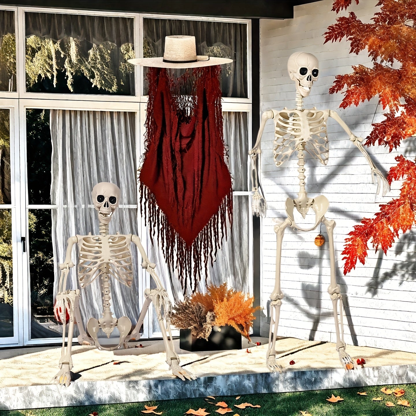 Reuzen 1,80 m Halloween skeletdecoratie | Beweegbaar voor buiten