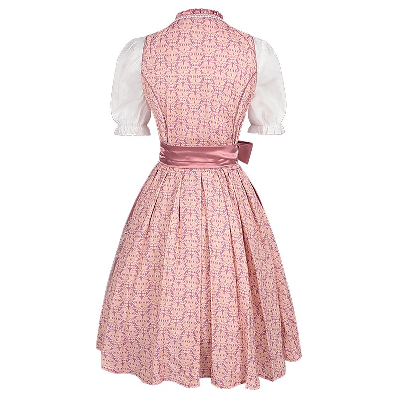 Roze dirndljurk – Oktoberfest | Met geborduurd schort en blouse voor een vrouwelijke, traditionele look
