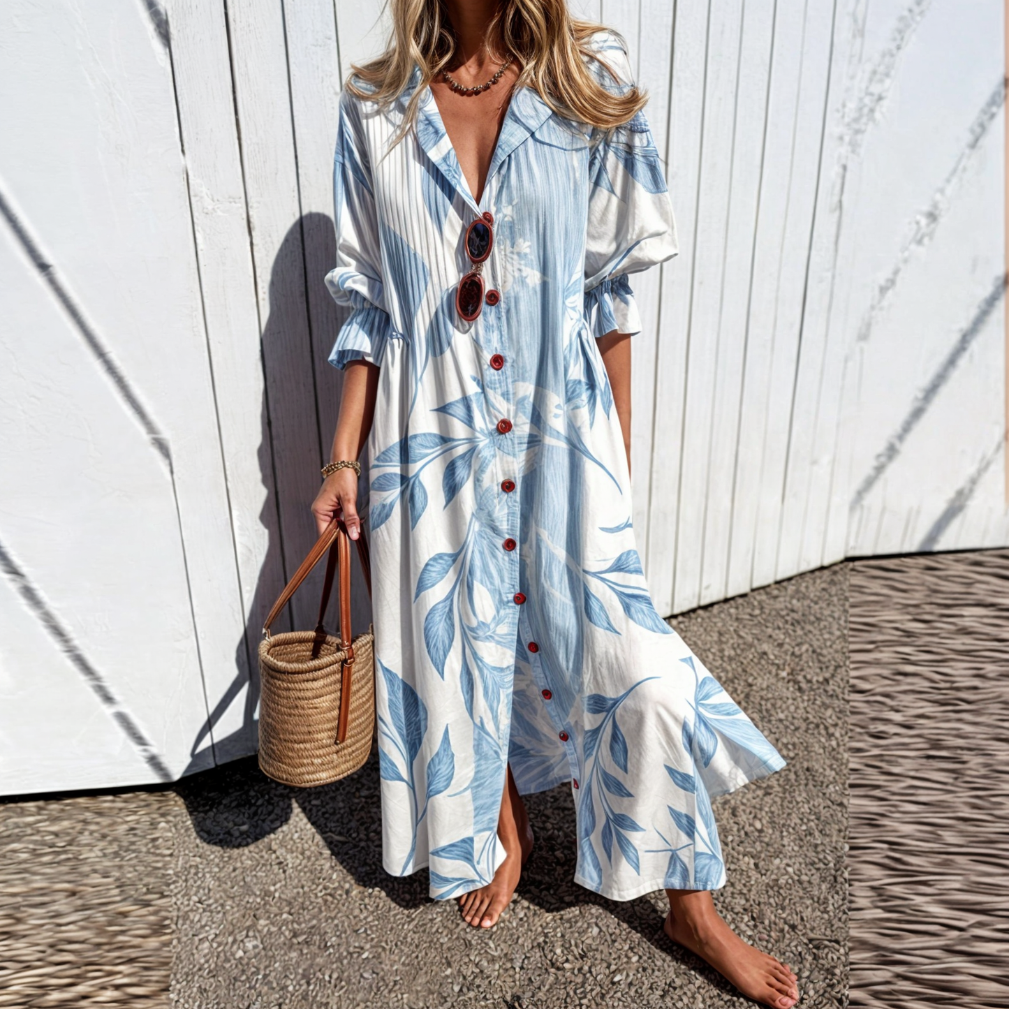 Dames zomerjurk – Lichtgewicht stof – Boho-stijl – Elastische taille