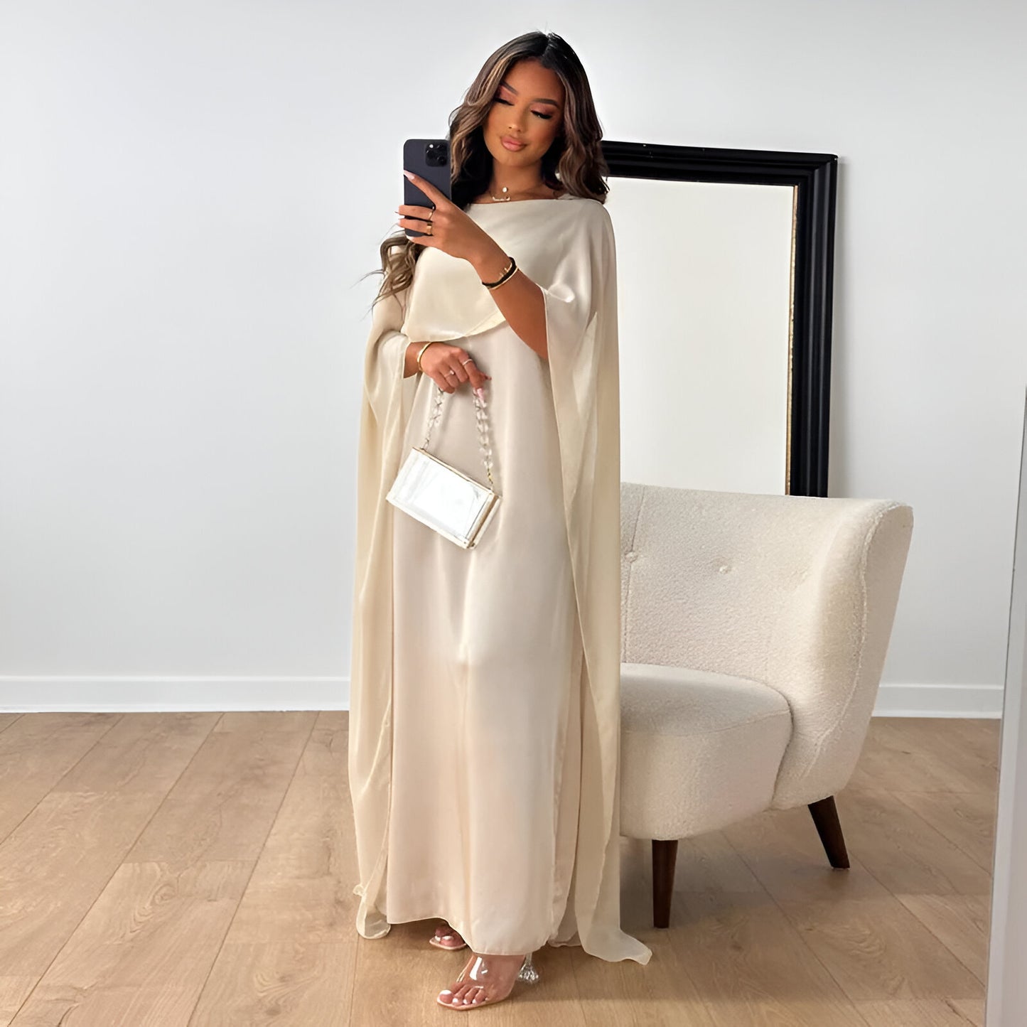 Maxi-jurk voor dames – Luxe satijn – Lichtgewicht – Formele look