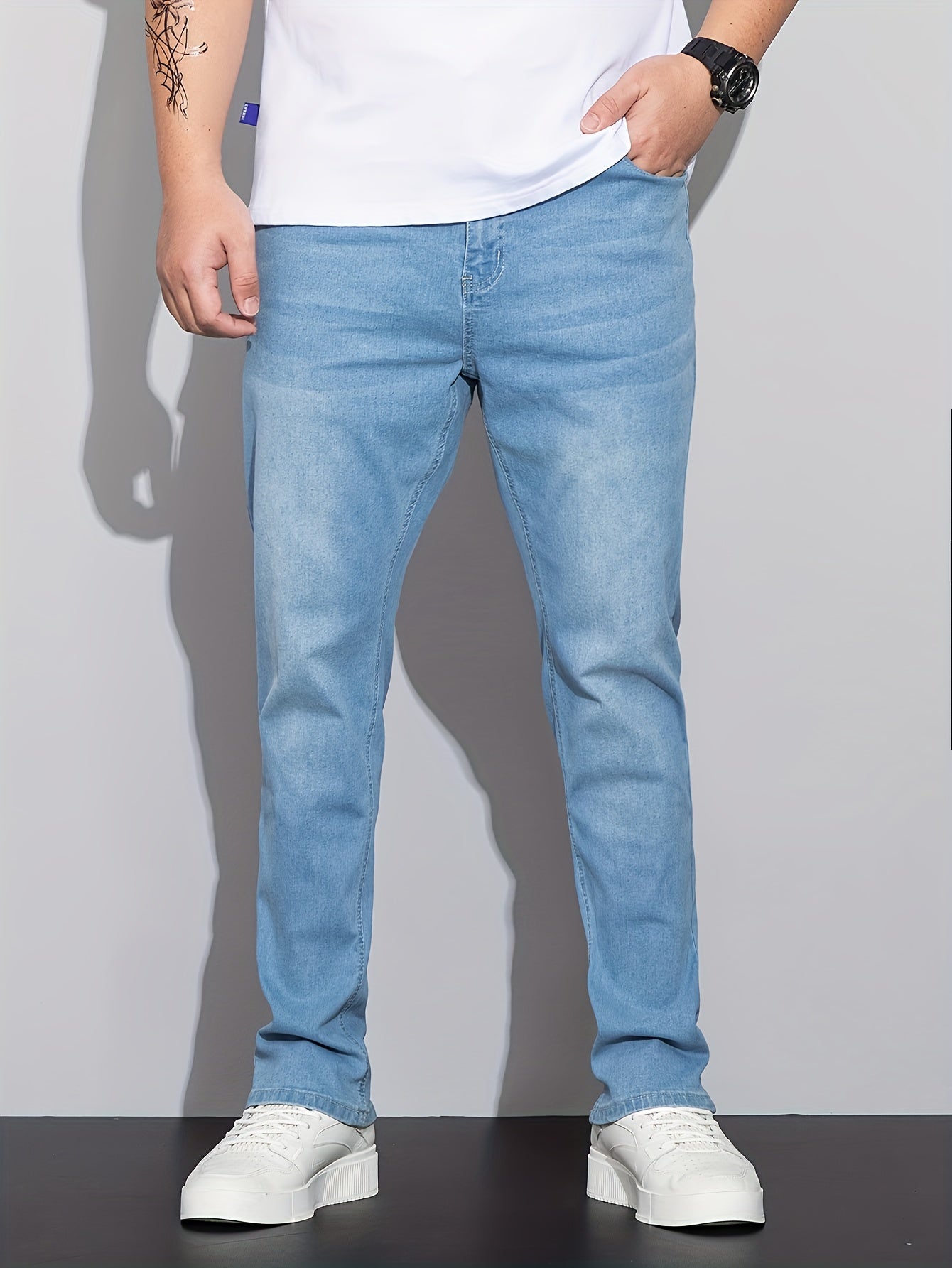 Heren stretch denim jeans – Slim fit – 5-pocket model – Ademende stof