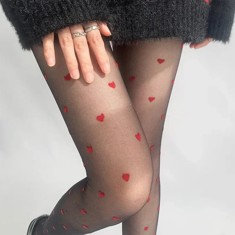 Dameslegging – Hartjes- en stippenpatroon – Stijlvol ontwerp – Veelzijdig te dragen