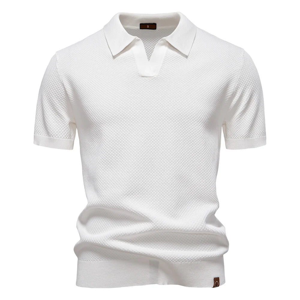 Heren polo met korte mouwen – Premium katoen – Effen kleur – Moderne stijl