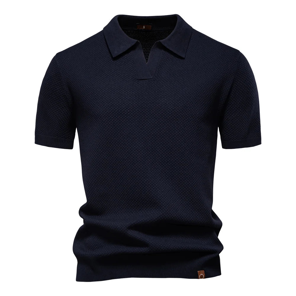Heren polo met korte mouwen – Premium katoen – Effen kleur – Moderne stijl