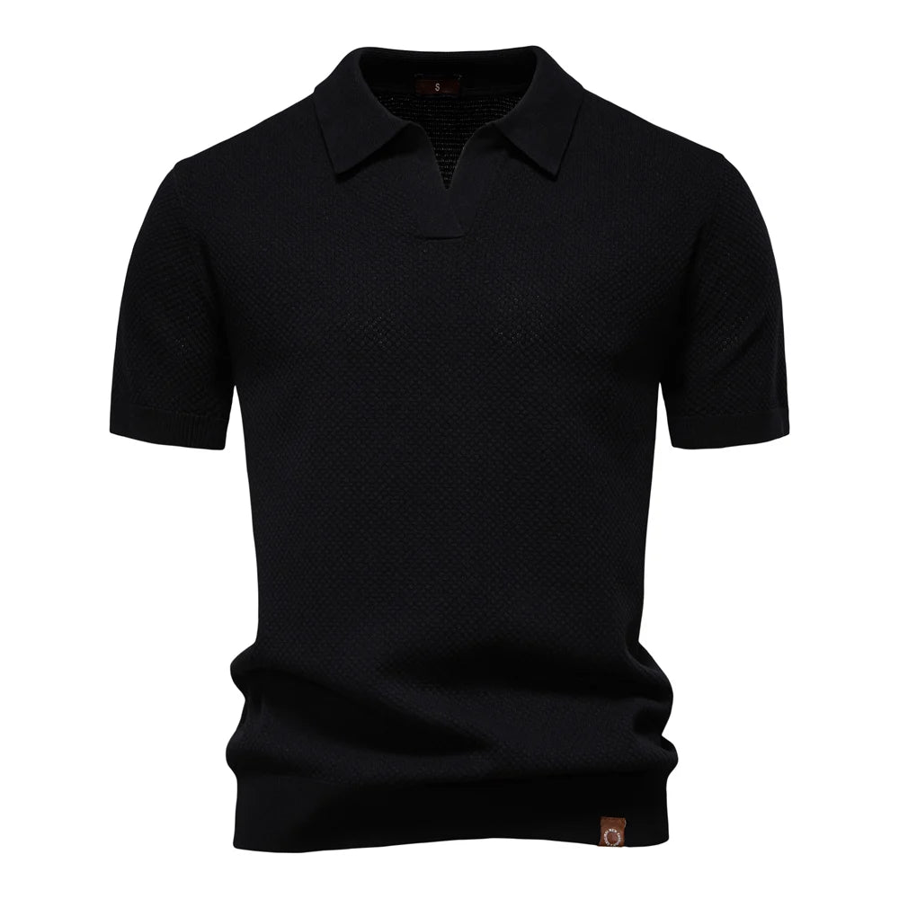 Heren polo met korte mouwen – Premium katoen – Effen kleur – Moderne stijl