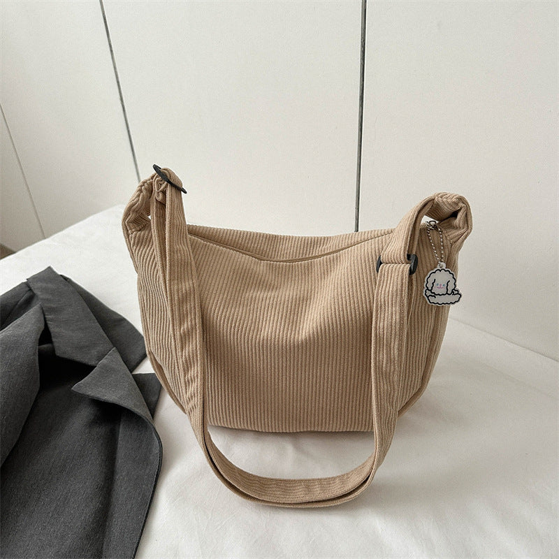 Dames schoudertas – vegan corduroy – ruime binnenkant – moderne stijl