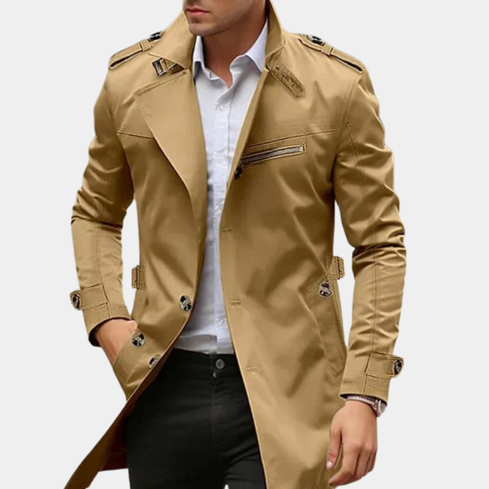 Elegante trenchcoat voor heren – weerbestendig – tijdloos ontwerp – met riem