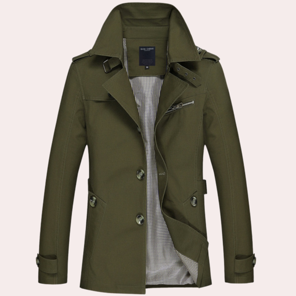 Elegante trenchcoat voor heren – weerbestendig – tijdloos ontwerp – met riem