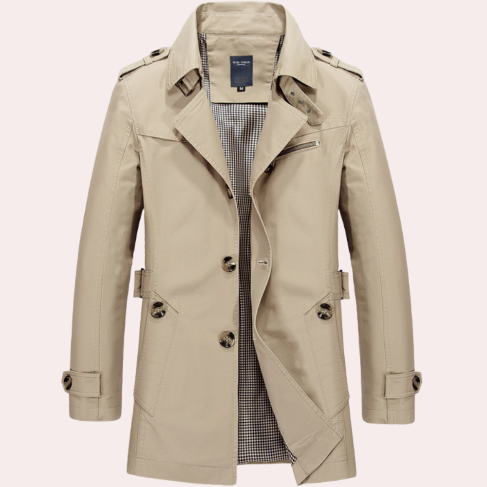 Elegante trenchcoat voor heren – weerbestendig – tijdloos ontwerp – met riem