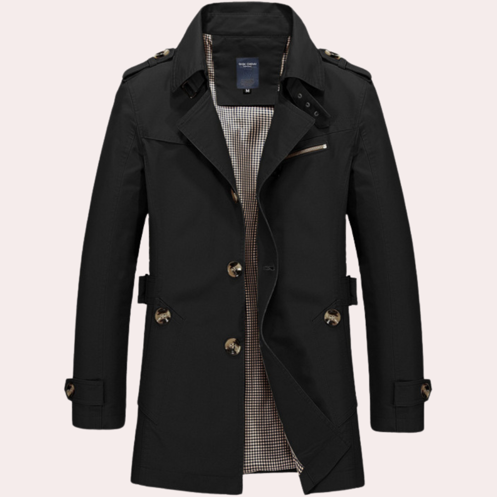 Elegante trenchcoat voor heren – weerbestendig – tijdloos ontwerp – met riem