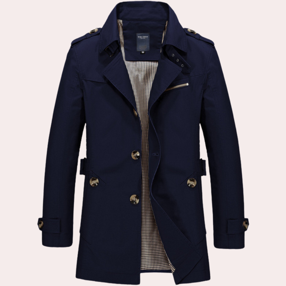 Elegante trenchcoat voor heren – weerbestendig – tijdloos ontwerp – met riem