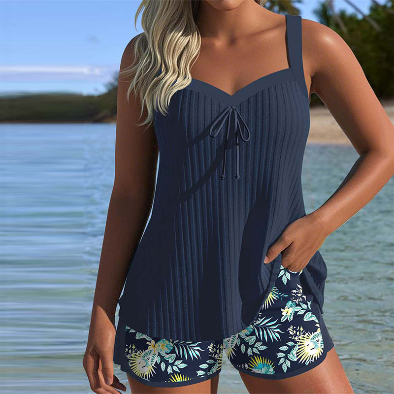 Dameszwemset – Tankini met korte broek – Tijdloze look – Sneldrogend materiaal