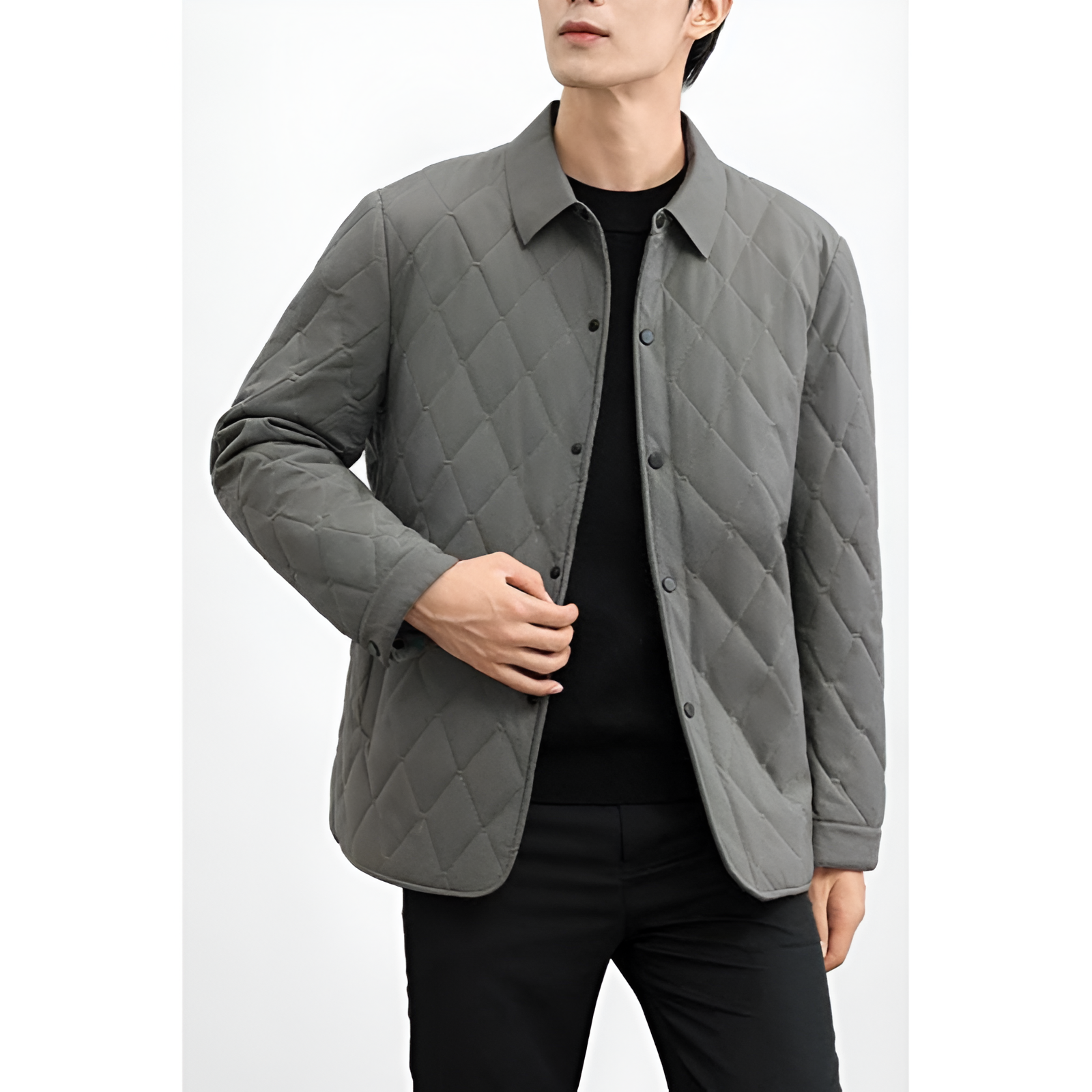 Heren pufferjas – Tijdloze stijl – Diamantsteekpatroon – Veelzijdige kraag
