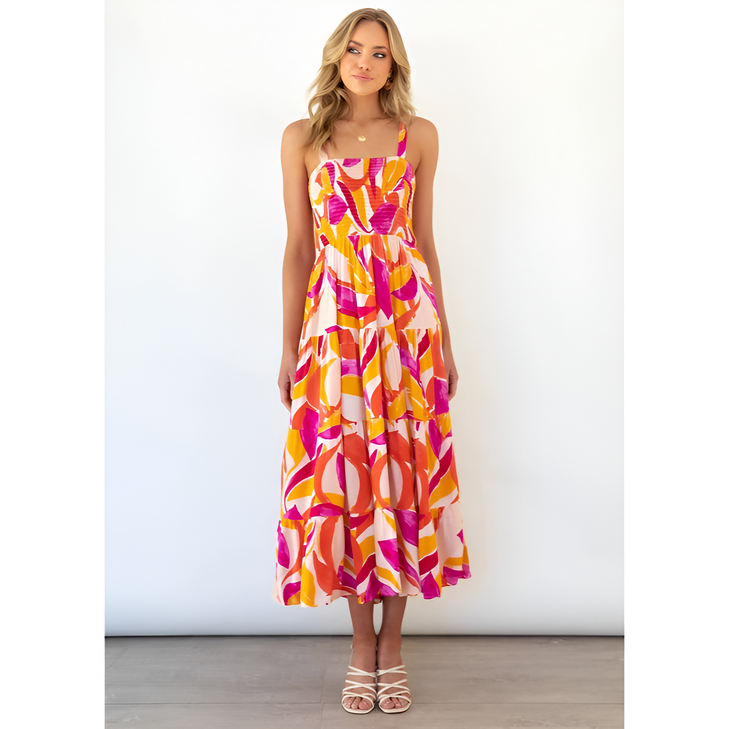 Casual jurk voor dames – Levendige print – Elastische taille – Ademende stof