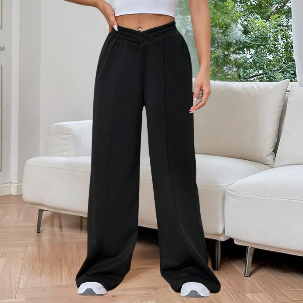Dames joggingbroek - Plooien en wijde pijpen - Hoge taille - Comfortabele pasvorm