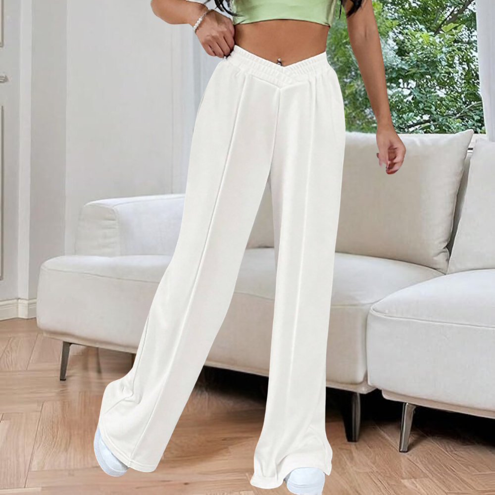 Dames joggingbroek - Plooien en wijde pijpen - Hoge taille - Comfortabele pasvorm