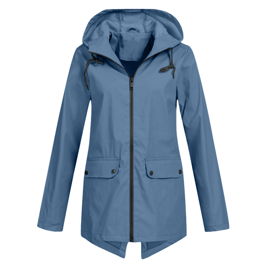 Lange regenjas voor dames – Waterdicht – Verstelbare capuchon – Comfortabele pasvorm