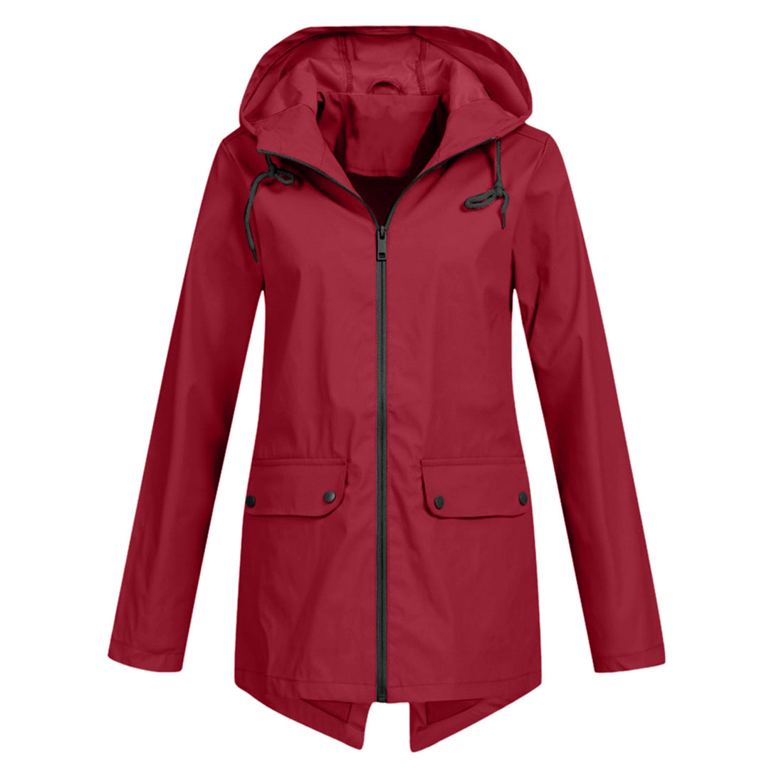 Lange regenjas voor dames – Waterdicht – Verstelbare capuchon – Comfortabele pasvorm