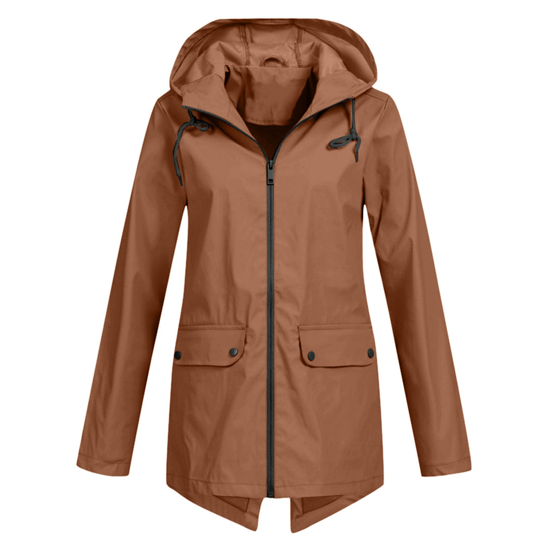 Lange regenjas voor dames – Waterdicht – Verstelbare capuchon – Comfortabele pasvorm