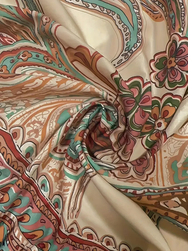 Damesbroek met wijde pijpen – Paisleyprint – Hoge taille – Lichtgewicht stof